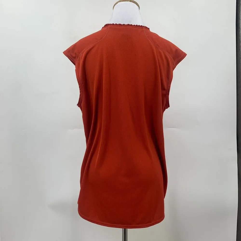 Vintage Nike ACG Tank Top Womens L Large Red Ruffled Neckline Sleeveless Active
